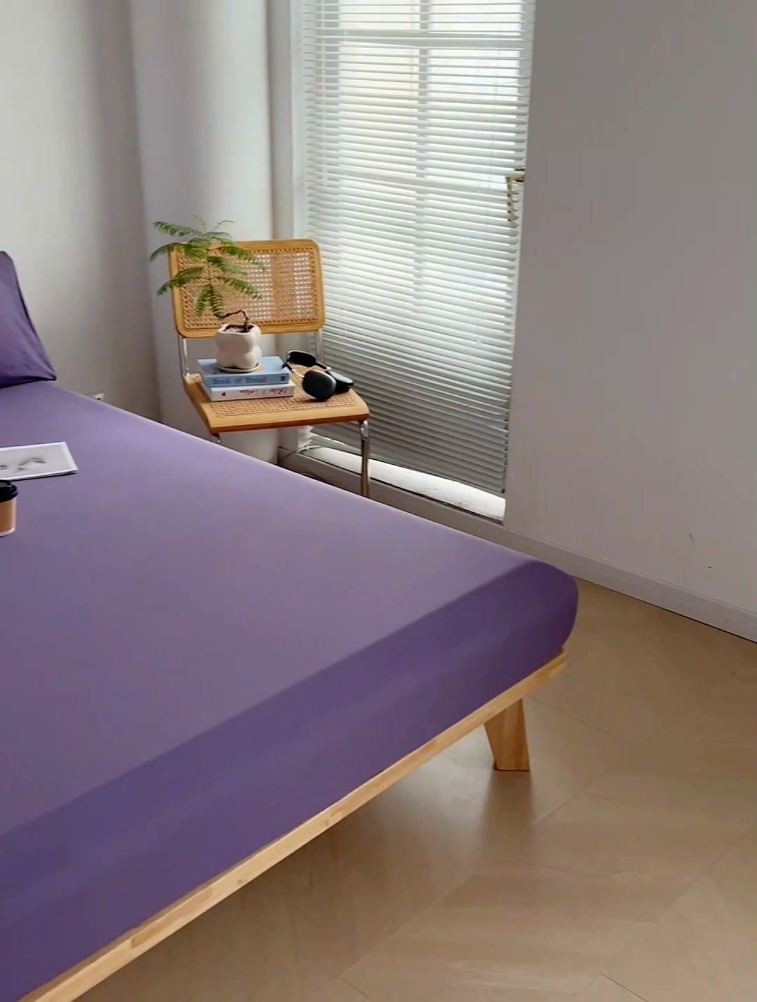 91家纺网 家纺一手货源 找家纺 贝拉梦家纺 2024新款超柔水洗棉纯色简约单品床笠枕套 风信紫