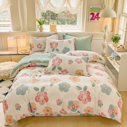绵庭家纺 2024新款全棉印花套件系列四件套 思柔