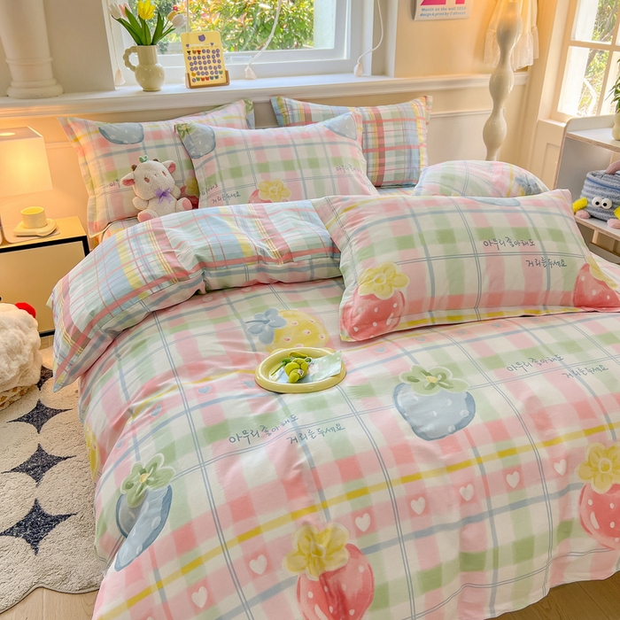 91家纺网 家纺一手货源 找家纺 绵庭家纺 2024新款全棉印花套件系列四件套 冷梅冰萃