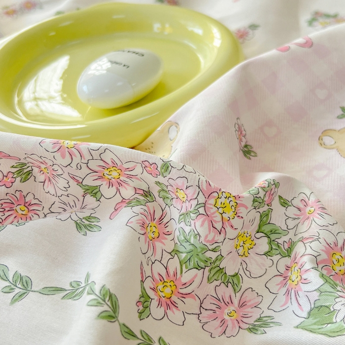 91家纺网 家纺一手货源 找家纺 绵庭家纺 2024新款全棉印花套件系列四件套 考拉粉忆