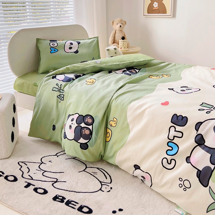 91家纺网 家纺一手货源 找家纺 鱼宝 2025新款全棉幼儿园套件 功夫熊猫