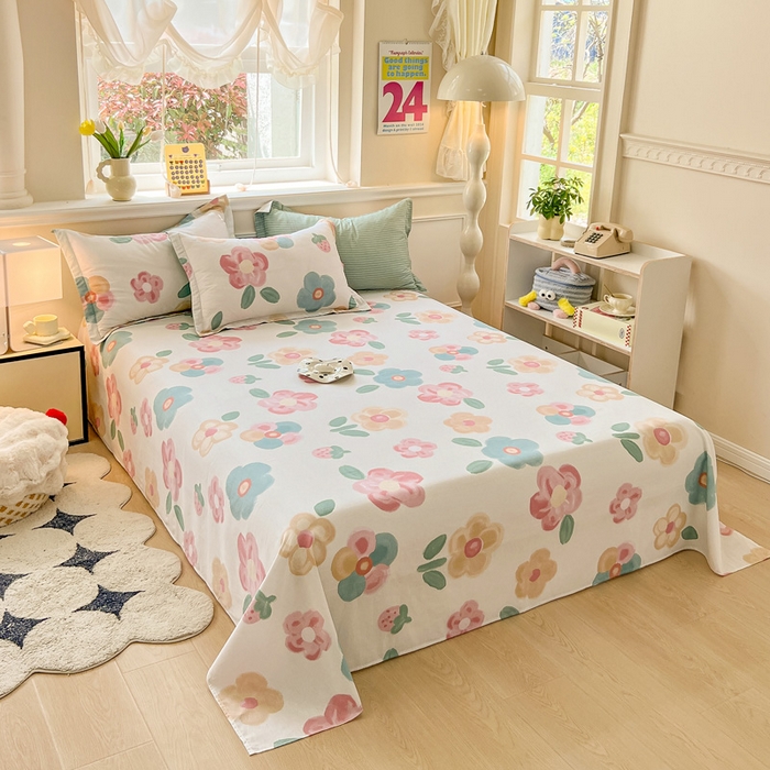 91家纺网 家纺一手货源 找家纺 绵庭家纺 2024新款全棉印花套件系列四件套 思柔