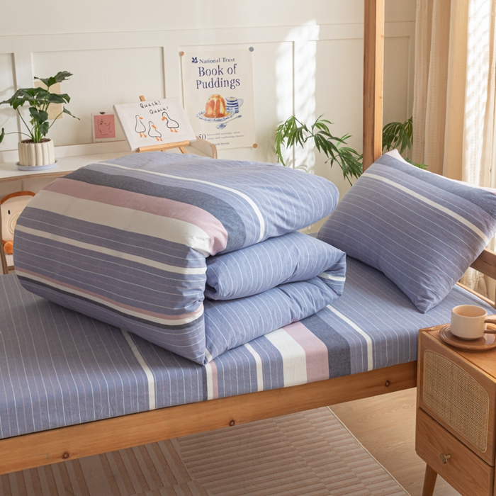 91家纺网 家纺一手货源 找家纺 2025新款全棉水洗棉被套纯棉单双人宿舍学生-可配3件套 格林兰