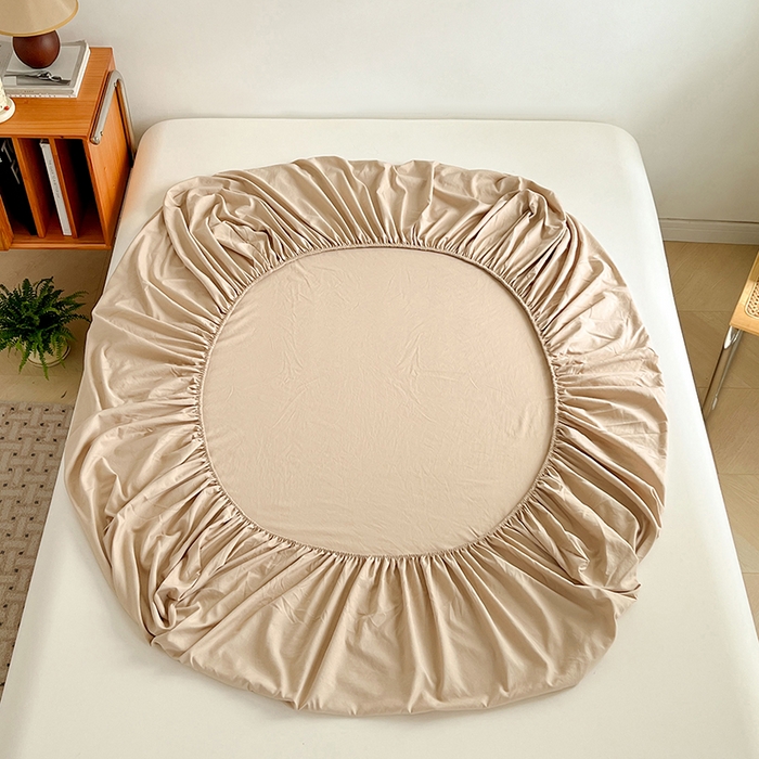 91家纺网 家纺一手货源 找家纺 贝拉梦家纺 2024新款超柔水洗棉纯色简约单品床笠枕套 可可蛋奶