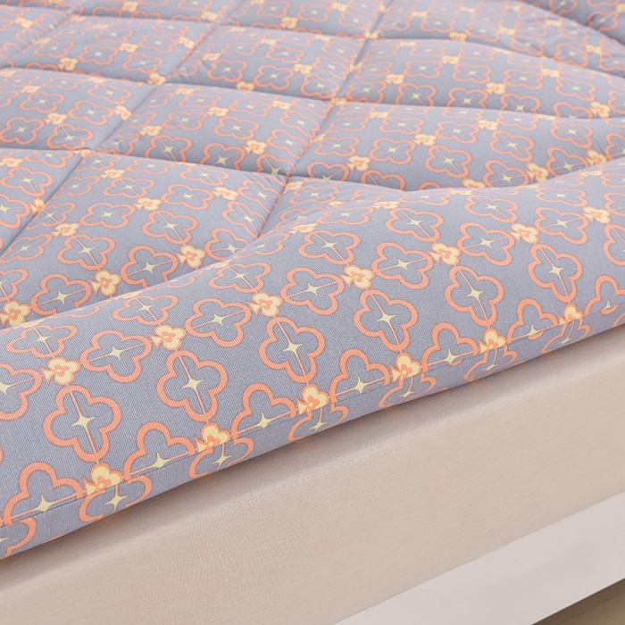 91家纺网 家纺一手货源 找家纺 富威堡家纺 2025新款双层纱棉花床垫 琉金岁月（灰蓝）