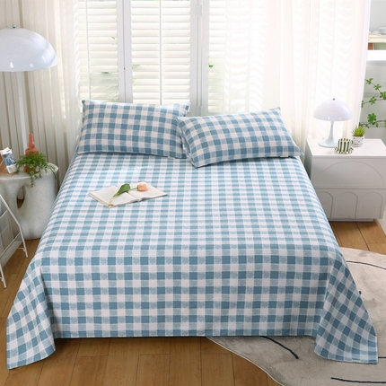 91家纺网 家纺一手货源 找家纺 伊而梦蚊帐 2025新款原棉老粗布床单系列 雅致-蓝