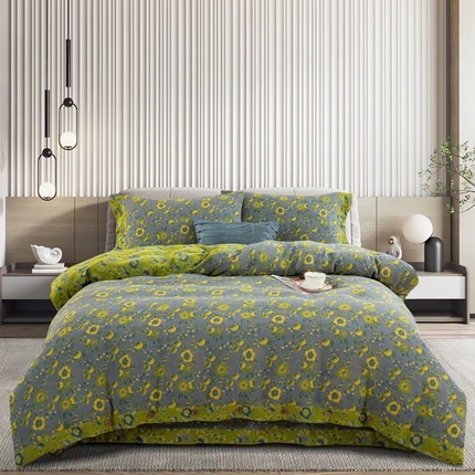 双层纱家居 2024新款素色四件套 星光灿烂灰