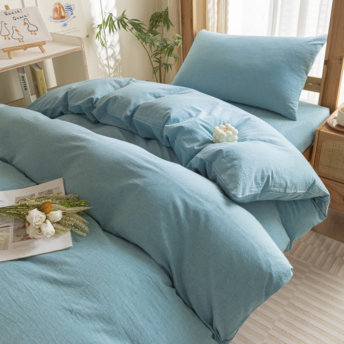 91家纺网 家纺一手货源 找家纺 2025新款全棉水洗棉被套纯棉单双人宿舍学生-可配3件套 海兰青年