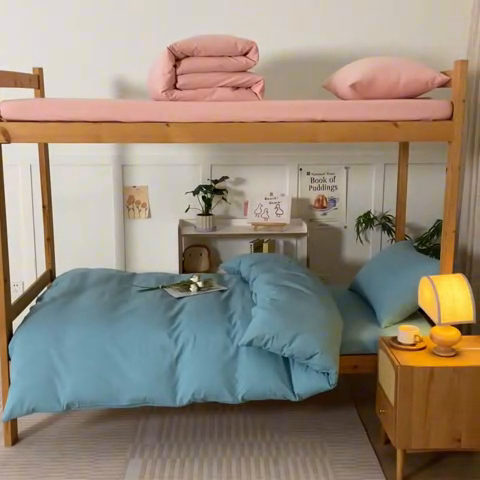 91家纺网 家纺一手货源 找家纺 2025新款全棉水洗棉被套纯棉单双人宿舍学生-可配3件套 海兰青年