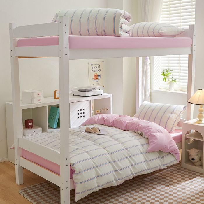 91家纺网 家纺一手货源 找家纺 吾诺家居 2024学生季新款全棉学生宿舍三件套六件套组合系列 白兰条