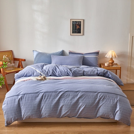 2025新款全棉色织水洗棉四件套被套三件套系列 格林兰
