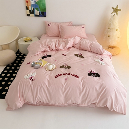 珺柔家纺 2024新款全棉水洗绵毛巾绣四件套 小波吉