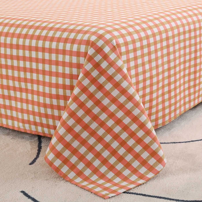 91家纺网 家纺一手货源 找家纺 伊而梦蚊帐 2025新款原棉老粗布床单系列 美满格-桔