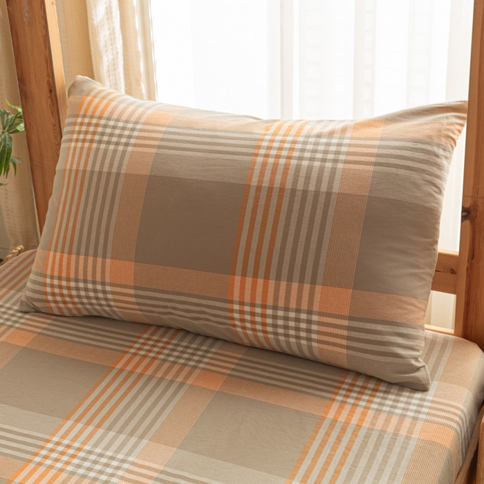 91家纺网 家纺一手货源 找家纺 2025新款全棉水洗棉被套纯棉单双人宿舍学生-可配3件套 错格咖