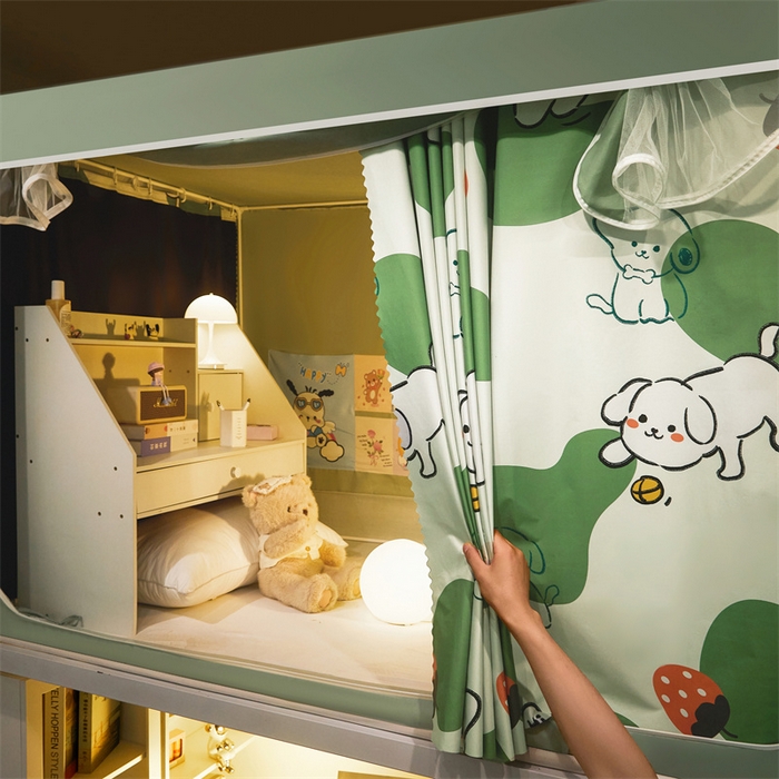 91家纺网 家纺一手货源 找家纺 迪凡保罗蚊帐 2025新款2415纳米环保加厚强遮光小清新学生蚊帐（自带靠墙帘） 欢乐小狗