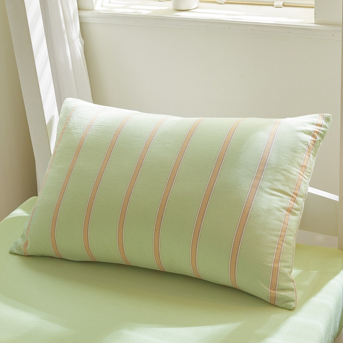 91家纺网 家纺一手货源 找家纺 吾诺家居 2024学生季新款全棉学生宿舍三件套六件套组合系列 桔绿条