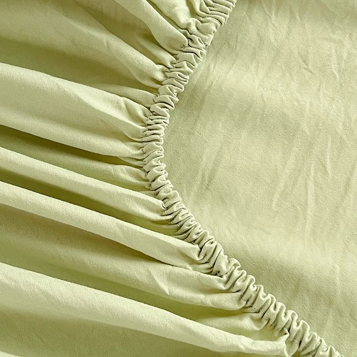 91家纺网 家纺一手货源 找家纺 贝拉梦家纺 2024新款超柔水洗棉纯色简约单品床笠枕套 香草冰激凌