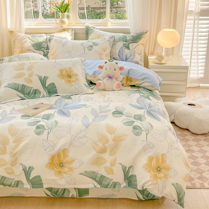 91家纺网 家纺一手货源 找家纺 绵庭家纺 2024新款全棉印花套件系列四件套 花香满径