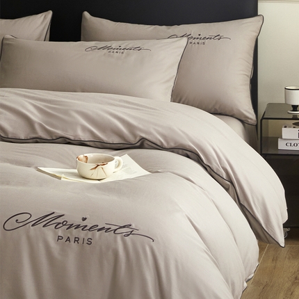 91家纺网 家纺一手货源 找家纺 如一 2024新款全棉麻绳四件套学生三件套宿舍套件-倾心系列 倾心-山灰