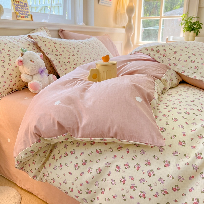 91家纺网 家纺一手货源 找家纺 绵庭家纺 2024新款全棉印花套件系列四件套 细微语