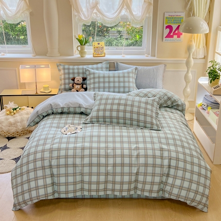 绵庭家纺 2024新款全棉印花套件系列四件套 夏洛克 绿