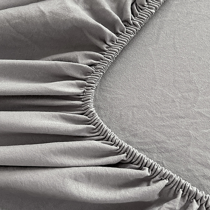 91家纺网 家纺一手货源 找家纺 贝拉梦家纺 2024新款超柔水洗棉纯色简约单品床笠枕套 莫奈灰