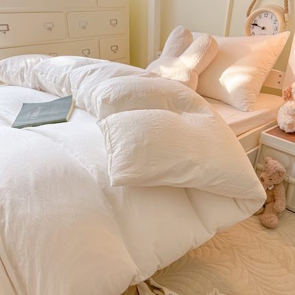 韩巢家纺 2024新款学生宿舍员工寝室上下铺超柔水洗棉单件被套-纯色系列（提供卖家秀） 水洗棉奶白