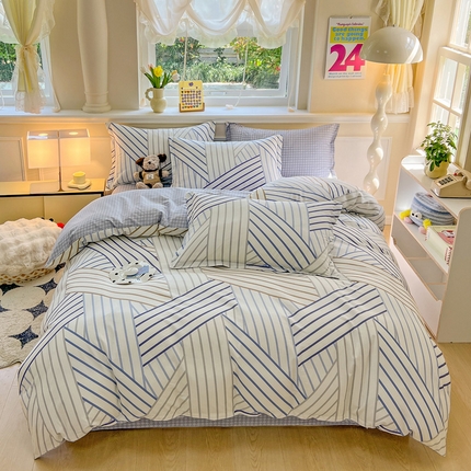 绵庭家纺 2024新款全棉印花套件系列四件套 交织