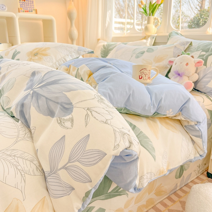 91家纺网 家纺一手货源 找家纺 绵庭家纺 2024新款全棉印花套件系列四件套 花香满径