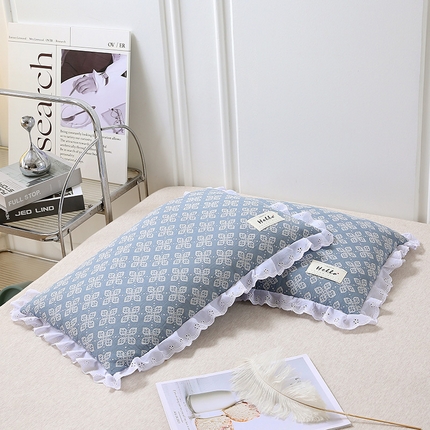 91家纺网 家纺一手货源 找家纺 梦叶草 2024新款全棉蕾丝花边全荞麦枕枕芯纯棉荞麦枕头 全棉蕾丝边荞麦枕-宝兰40*60cm/只