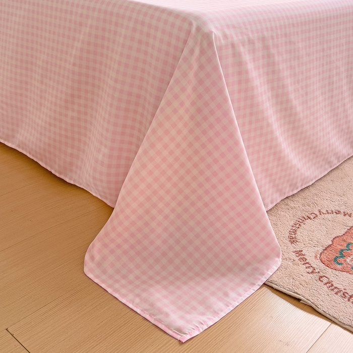 91家纺网 家纺一手货源 找家纺 楠沐家纺  2025新款印花亲肤芦荟棉水洗棉床单系列-床单(第二批) 相遇粉