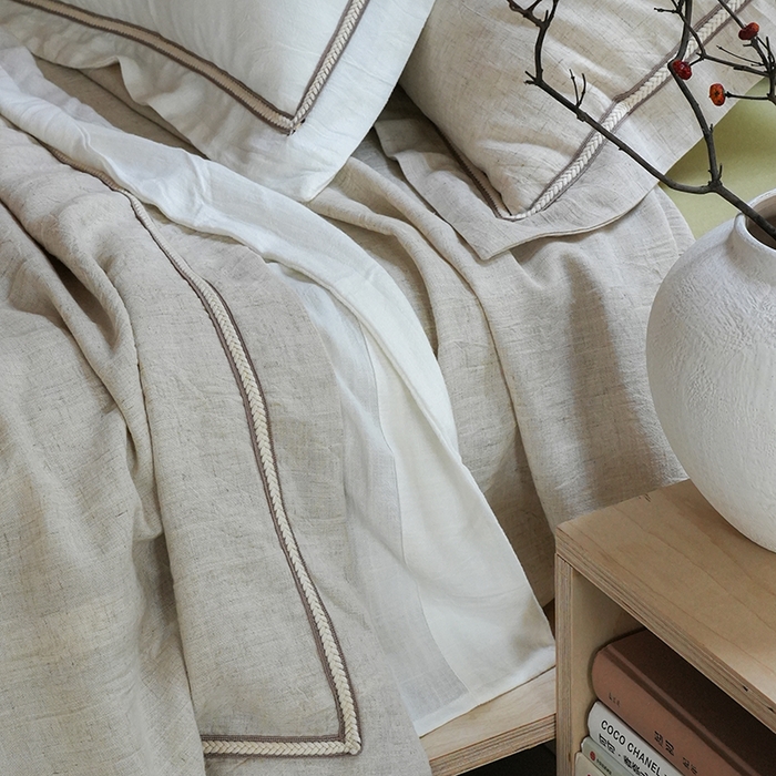 91家纺网 家纺一手货源 找家纺 2024新款天丝麻工艺款四件套-麦穗 麦穗本白