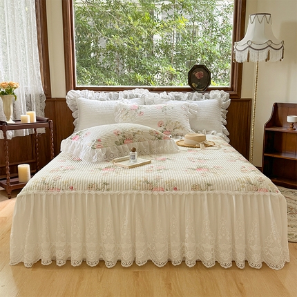 91家纺网 家纺一手货源 找家纺 （总）菊上家纺 2024秋冬新款复古法式风皇冠蕾丝单床裙