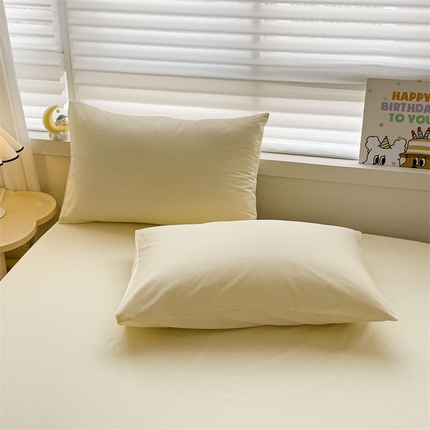 名兮家居 2024新款全棉纯色枕套 奶黄色
