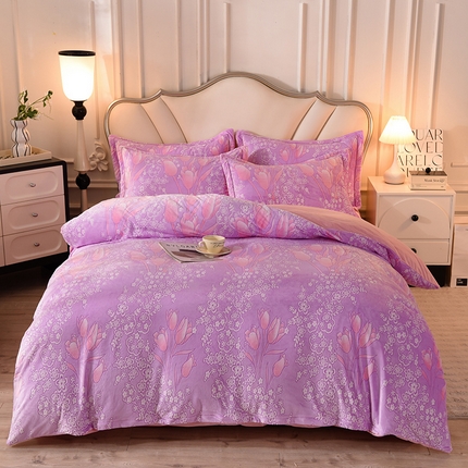 91家纺网 家纺一手货源 找家纺 （总）磨毛世家家纺 2025高克重防静电水晶绒雕花绒四件套宝宝绒