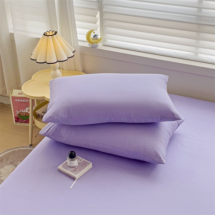 91家纺网 家纺一手货源 找家纺 名兮家居 2024新款全棉纯色枕套 风铃紫