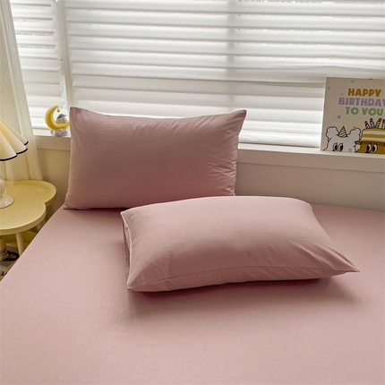 名兮家居 2024新款全棉纯色枕套 豆沙