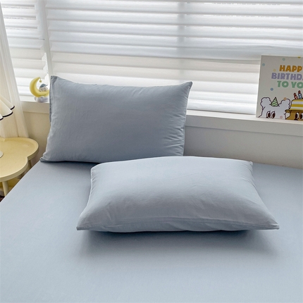 名兮家居 2024新款全棉纯色枕套 冰川蓝
