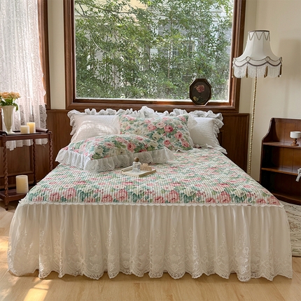 91家纺网 家纺一手货源 找家纺 菊上家纺 2024秋冬新款复古法式风皇冠蕾丝单床裙 梦安娜
