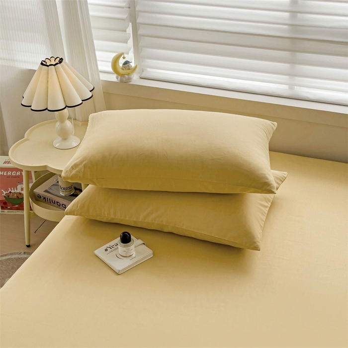 91家纺网 家纺一手货源 找家纺 名兮家居 2024新款全棉纯色枕套 软木黄