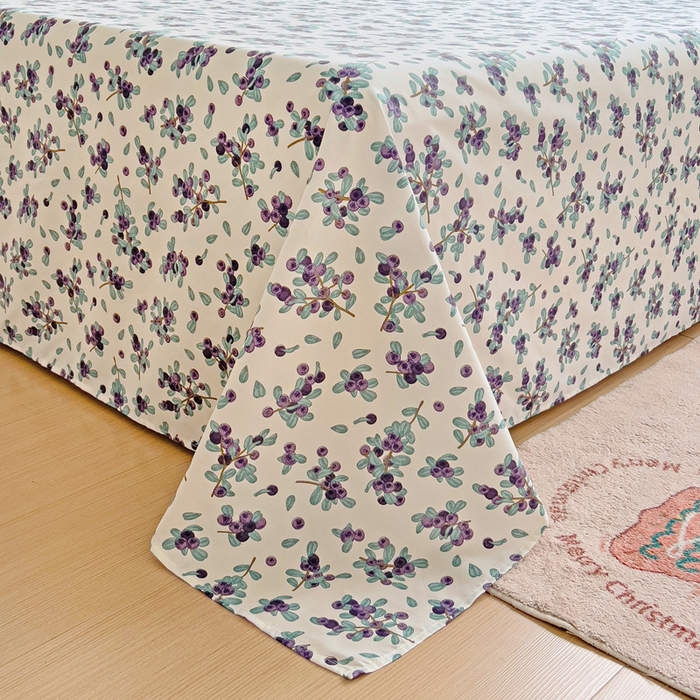 91家纺网 家纺一手货源 找家纺 楠沐家纺  2025新款印花亲肤芦荟棉水洗棉床单系列-床单(第二批) 紫雅