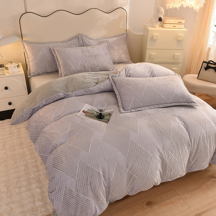 91家纺网 家纺一手货源 找家纺 （总）磨毛世家家纺 2025高克重防静电水晶绒雕花绒四件套宝宝绒