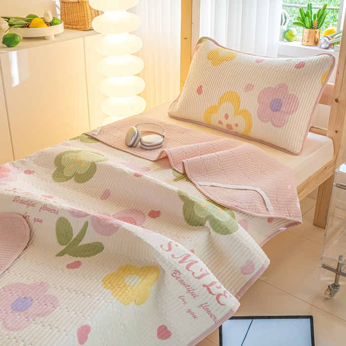 91家纺网 家纺一手货源 找家纺 X猫先生  2024新款小清新印花全棉床盖学生床盖套件-跑量款 10贝利花都