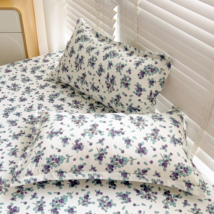 91家纺网 家纺一手货源 找家纺 楠沐家纺  2025新款印花亲肤芦荟棉水洗棉床单系列-床单(第二批) 紫雅