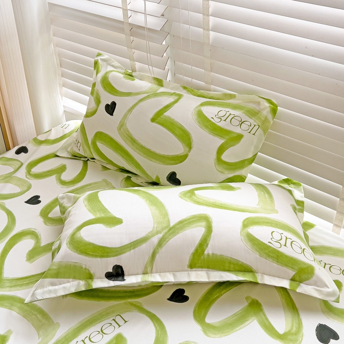 91家纺网 家纺一手货源 找家纺 楠沐家纺  2025新款印花亲肤芦荟棉水洗棉床单系列-床单(第二批) 绿色心情