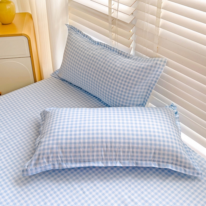 91家纺网 家纺一手货源 找家纺 楠沐家纺  2025新款印花亲肤芦荟棉水洗棉床单系列-床单(第二批) 心动蓝