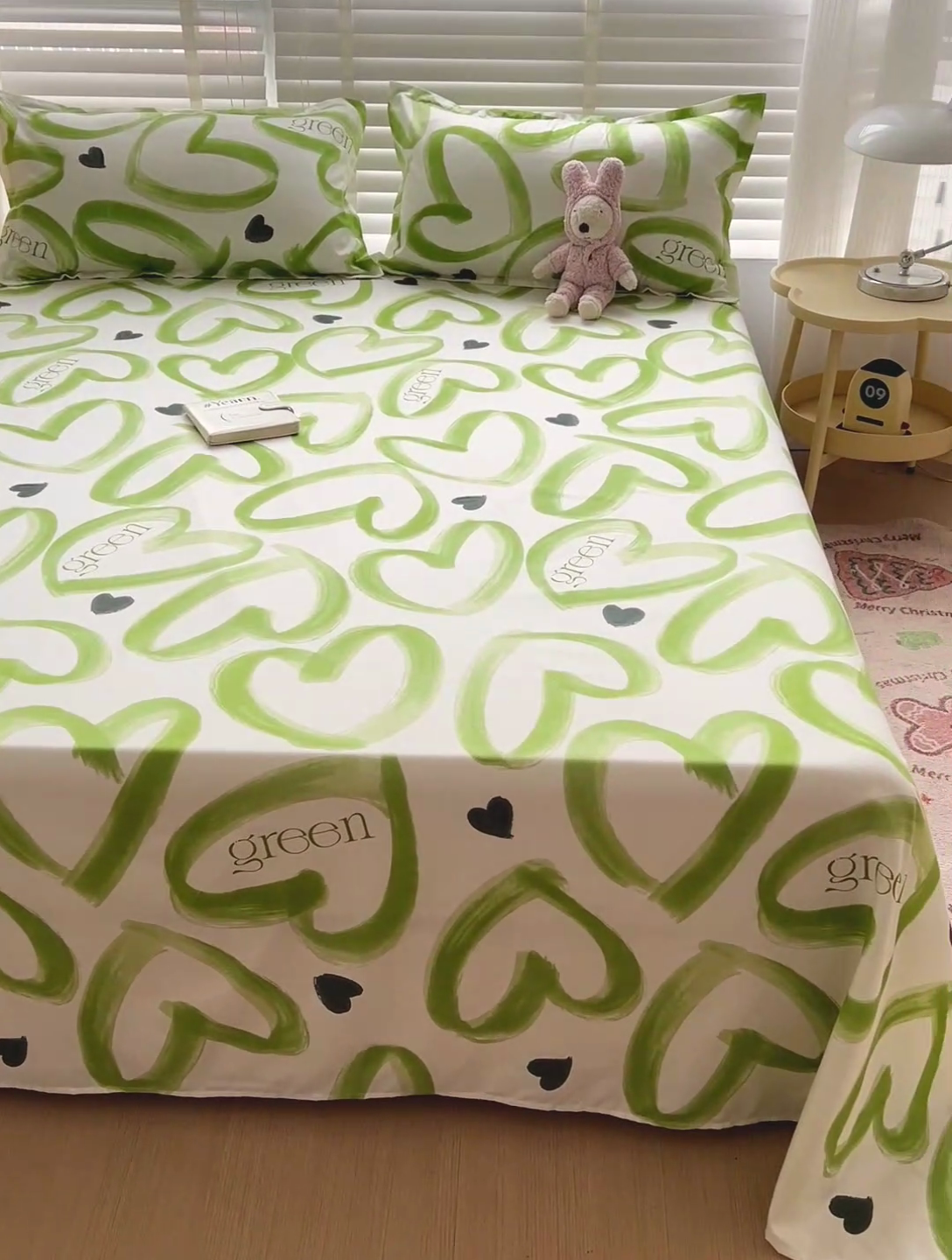 91家纺网 家纺一手货源 找家纺 楠沐家纺  2025新款印花亲肤芦荟棉水洗棉床单系列-床单(第二批) 绿色心情
