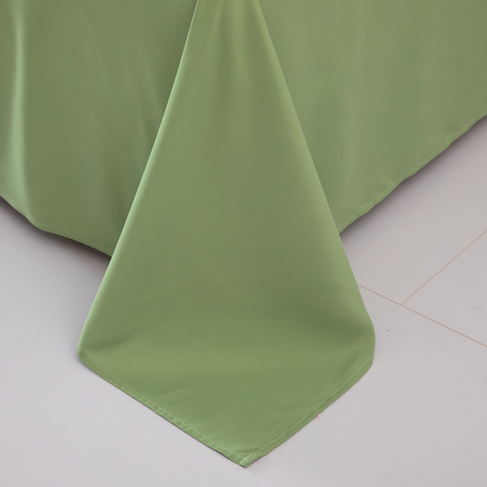 91家纺网 家纺一手货源 找家纺 梦莱家纺 2024新款亲肤磨毛纯色拼色轻奢系列四件套 果绿