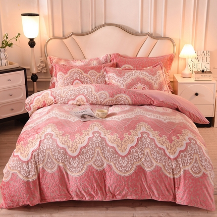 91家纺网 家纺一手货源 找家纺 （总）磨毛世家家纺 2025高克重防静电水晶绒雕花绒四件套宝宝绒