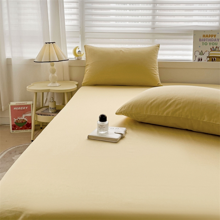 91家纺网 家纺一手货源 找家纺 名兮家居 2024新款全棉纯色枕套 软木黄